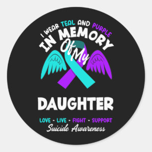 Sticker Rond Portez du sarcelle et du violet en mémoire du desi
