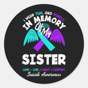 Sticker Rond Portez du sarcelle et du violet en mémoire du desi