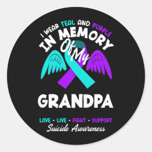 Sticker Rond Portez du sarcelle et du violet en mémoire du desi