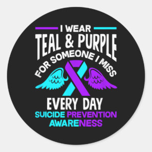 Sticker Rond Portez du sarcelle et du violet pour quelqu'un que