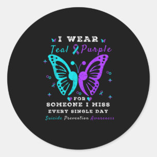 Sticker Rond Portez du sarcelle et violet pour la sensibilisati