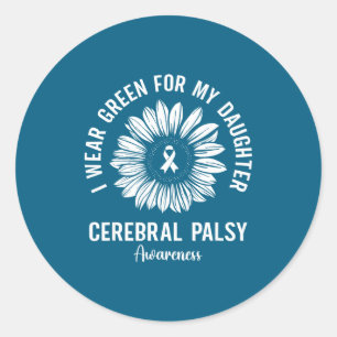 Sticker Rond Portez du vert pour la sensibilisation à la paraly