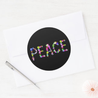Sticker Rond Portez la paix. Portez l'amour. Vivez l'unité. Acc
