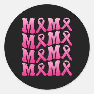 Sticker Rond Portez Le Rose Pour Ma Mère Équipe De Soutien Au C