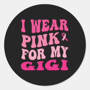 Sticker Rond Portez Le Rose Pour Ma Sensibilisation Au Cancer D