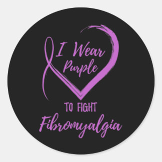Sticker Rond Portez le violet contre la fibromyalgie