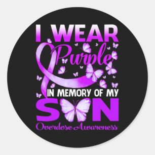 Sticker Rond Portez Le Violet En Mémoire Pour Mon Fils Adjudica