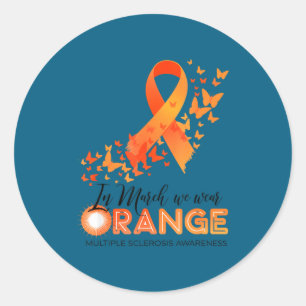 Sticker Rond Portez orange sclérose en plaques sensibilisation