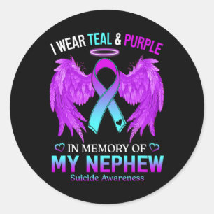 Sticker Rond Portez Turquoise Violet En Mémoire Du Suicide Neph