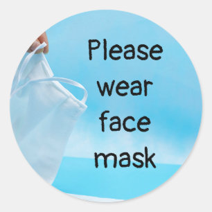 Sticker Rond Portez un masque de visage et un masque de visage
