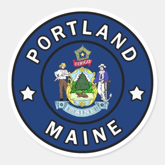 Sticker Rond Portland Maine (Devant)