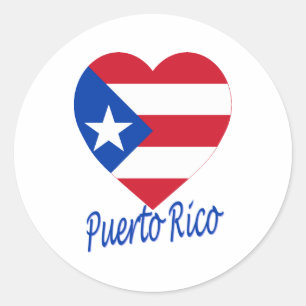Sticker Rond Porto Rico - Coeur du drapeau