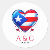 Sticker Rond Porto Rico Couple Heart Mariage (Devant)