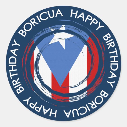 Sticker Rond Porto Rico : Drapeau Thème : Anniversaire Boricua (Devant)