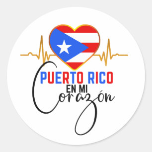 Sticker Rond Porto Rico en mi Corazon Puerto Rican Pride