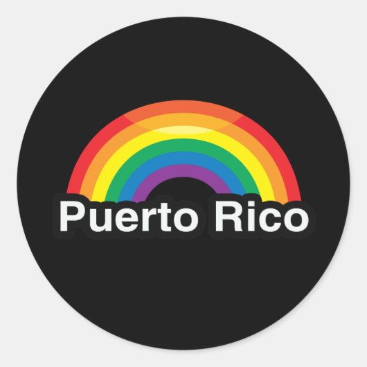 STICKER ROND PORTO RICO LGBT PRIDE RAINBOW (Devant)