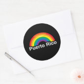 STICKER ROND PORTO RICO LGBT PRIDE RAINBOW (Enveloppe)