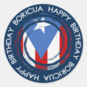 Sticker Rond Porto Rico : Thème du drapeau : Anniversaire Boric