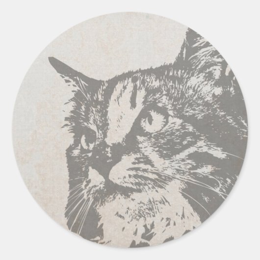 Sticker Rond Portrait à main du chat (Devant)