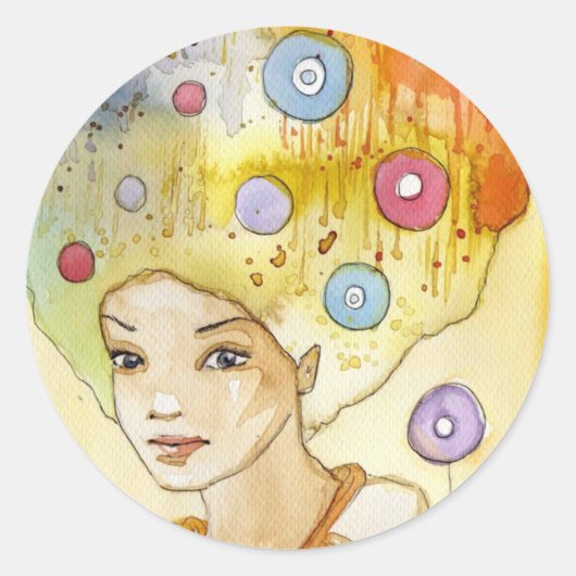Sticker Rond Portrait Abstrait (Devant)