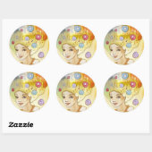 Sticker Rond Portrait Abstrait (Feuille)
