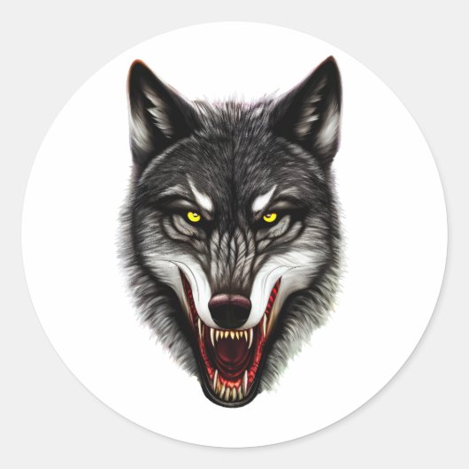 Sticker Rond Portrait cool Wolf (Devant)