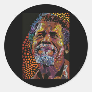 Sticker Rond Portrait D'Art Dot Autochtone Australien