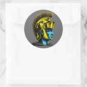 Sticker Rond Portrait d'art pop gladiateur romain (Sac)