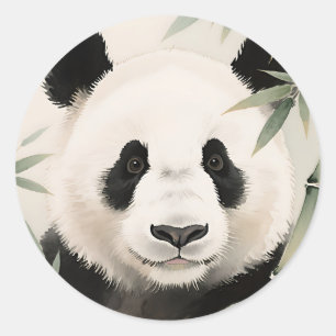 Sticker Rond Portrait de bambou de Panda géant