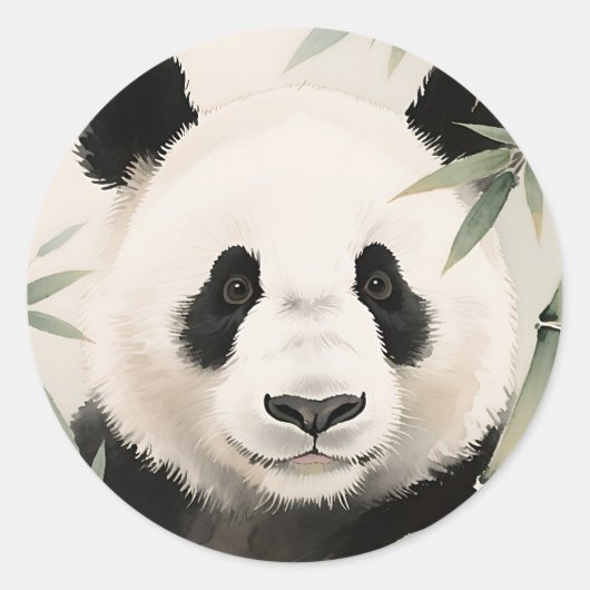 Sticker Rond Portrait de bambou de Panda géant (Devant)