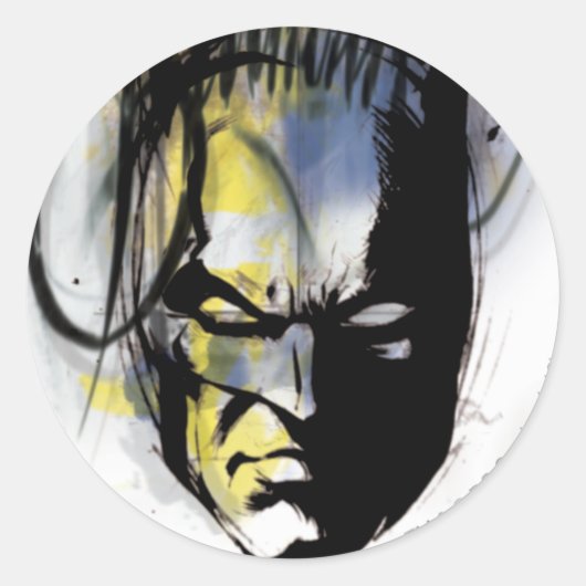 Sticker Rond Portrait de Batman Airbrush (Devant)