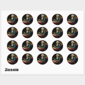 Sticker Rond Portrait de Benjamin Franklin (Feuille)