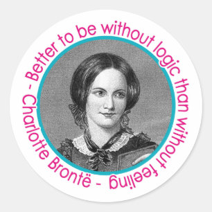 Sticker Rond Portrait de Charlotte Bronte avec la citation