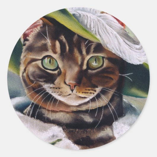 Sticker Rond Portrait de chat (Devant)