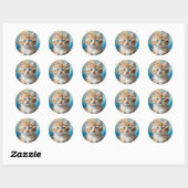 Sticker Rond Portrait de chat adorable (Feuille)