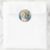 Sticker Rond Portrait de chat adorable (Sac)
