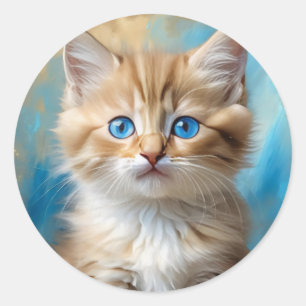 Sticker Rond Portrait de chat adorable