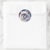 Sticker Rond Portrait de chat Birman céleste (Sac)
