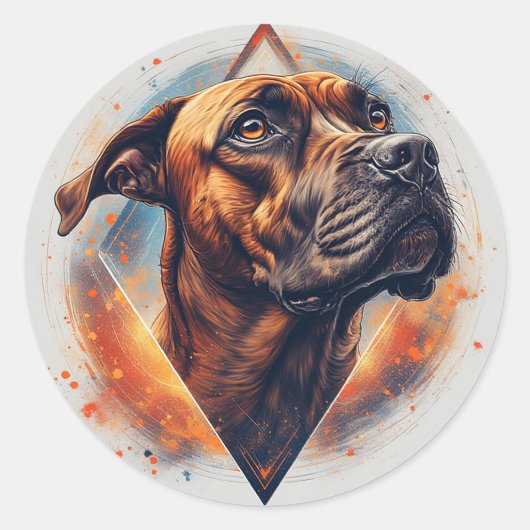 Sticker Rond Portrait de chien Art abstrait (Devant)