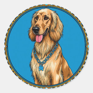 Sticker Rond Portrait de chien dans un cadre orné