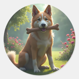 Sticker Rond Portrait de chien fidèle – Le cœur d'un chien Clas