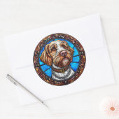 Sticker Rond Portrait de chien mignon (Enveloppe)
