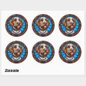 Sticker Rond Portrait de chien mignon (Feuille)