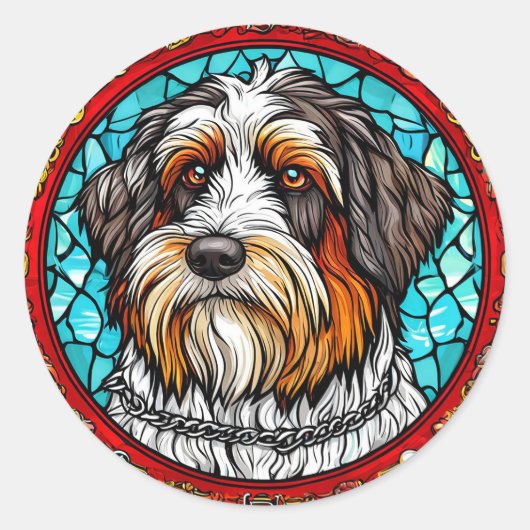 Sticker Rond Portrait de chien mignon (Devant)