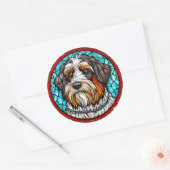 Sticker Rond Portrait de chien mignon (Enveloppe)