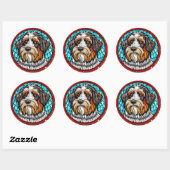 Sticker Rond Portrait de chien mignon (Feuille)