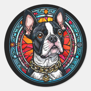 Sticker Rond Portrait de chien mignon