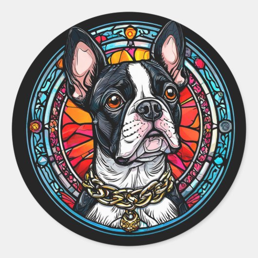 Sticker Rond Portrait de chien mignon (Devant)