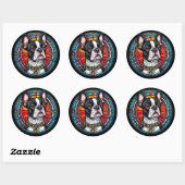 Sticker Rond Portrait de chien mignon (Feuille)