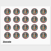 Sticker Rond Portrait de chien mignon (Feuille)
